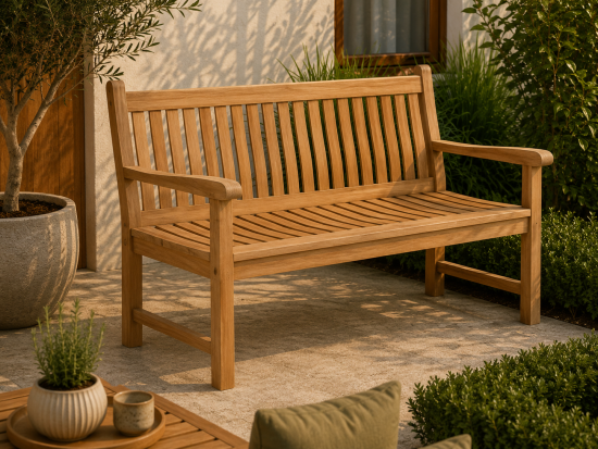 Commercial teak garden bench for hotels and public parks