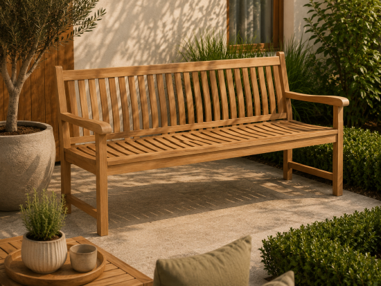 Commercial teak garden bench for hotels and public parks