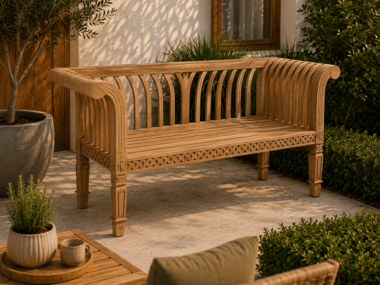 Commercial teak garden bench for hotels and public parks