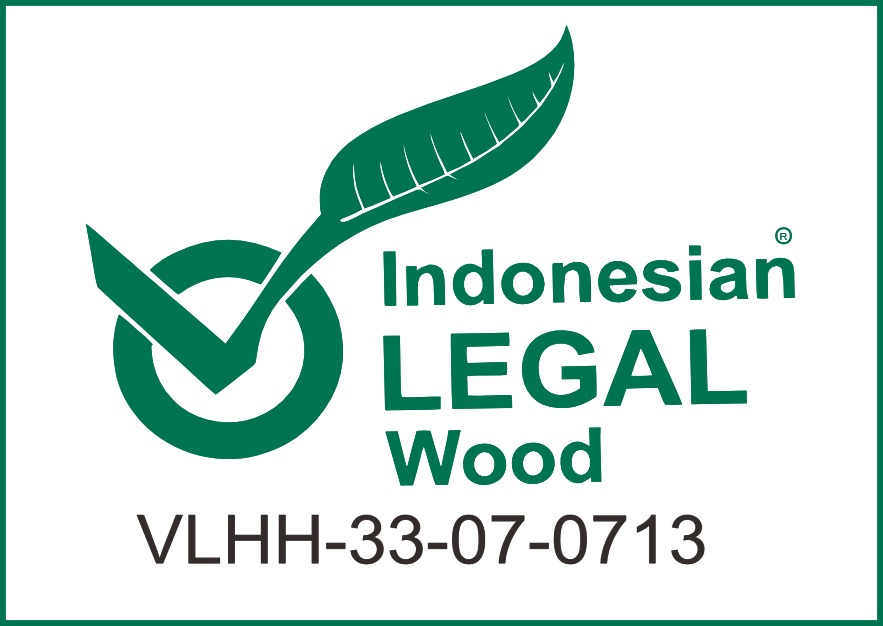 SVLK logo on Indonesian teak wood crate ready for export