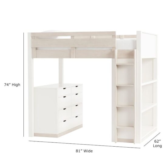 Rhys-loft Bed with Dresser Set