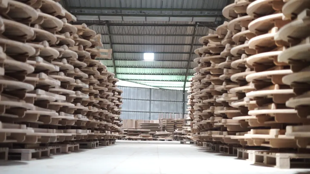 folded teak chair in dry storage for winter